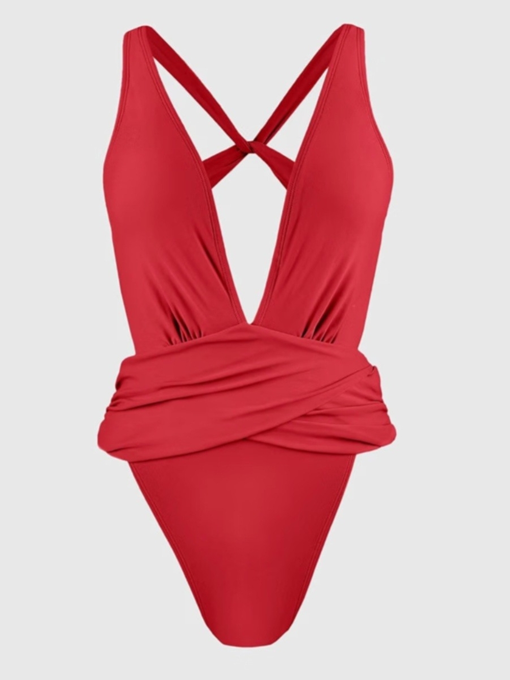 NWT Cupshe Red Plunge High Cut One-Piece Swimsuit Women's Large